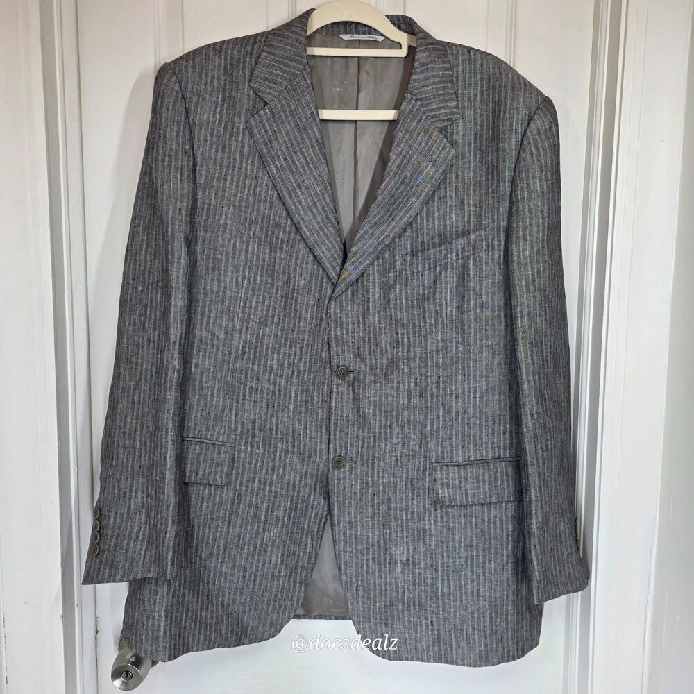 Canali Suit Jacket Gray Striped Men's 56 R EU/ 46 US